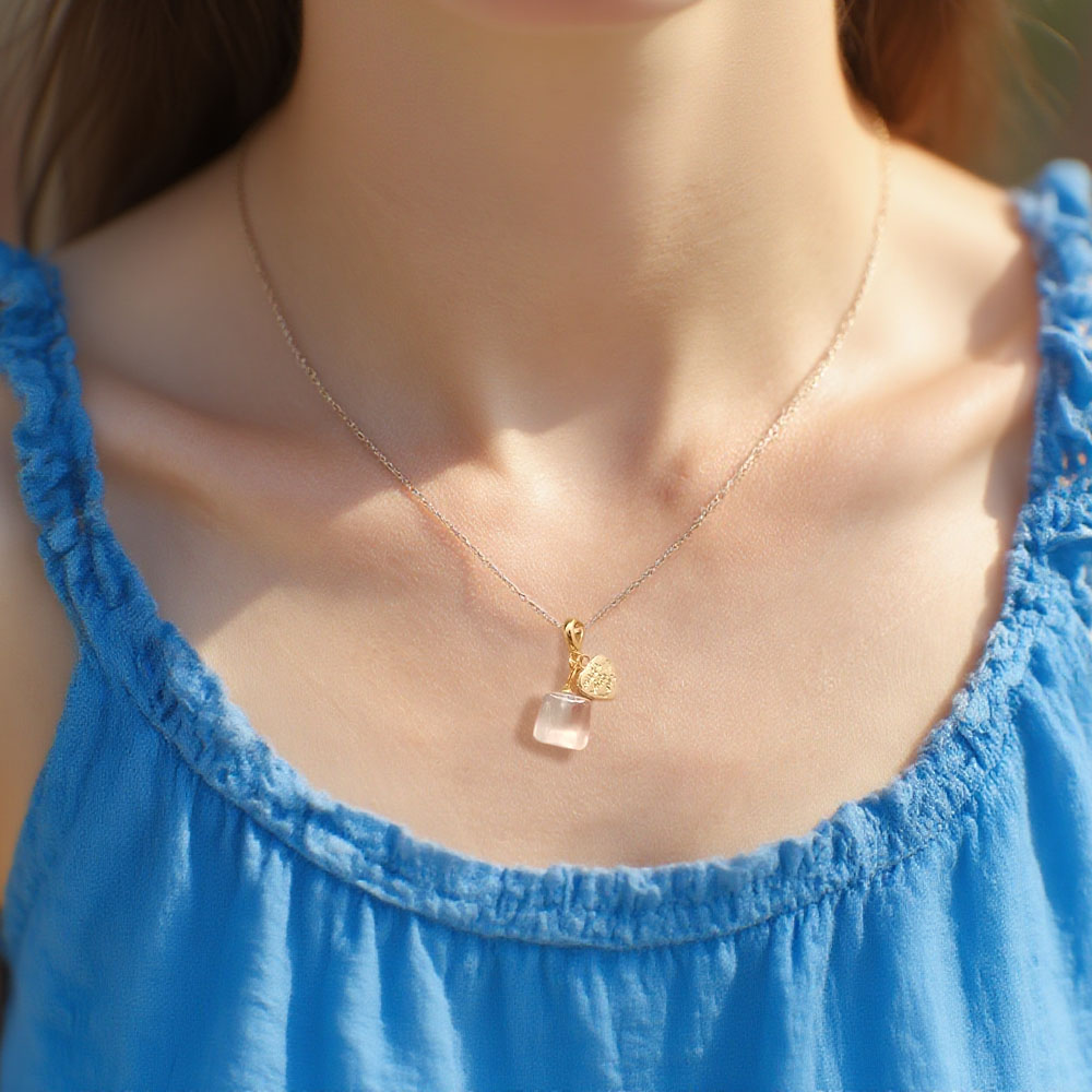 Deep Sea Blue Square Necklace - Image 2