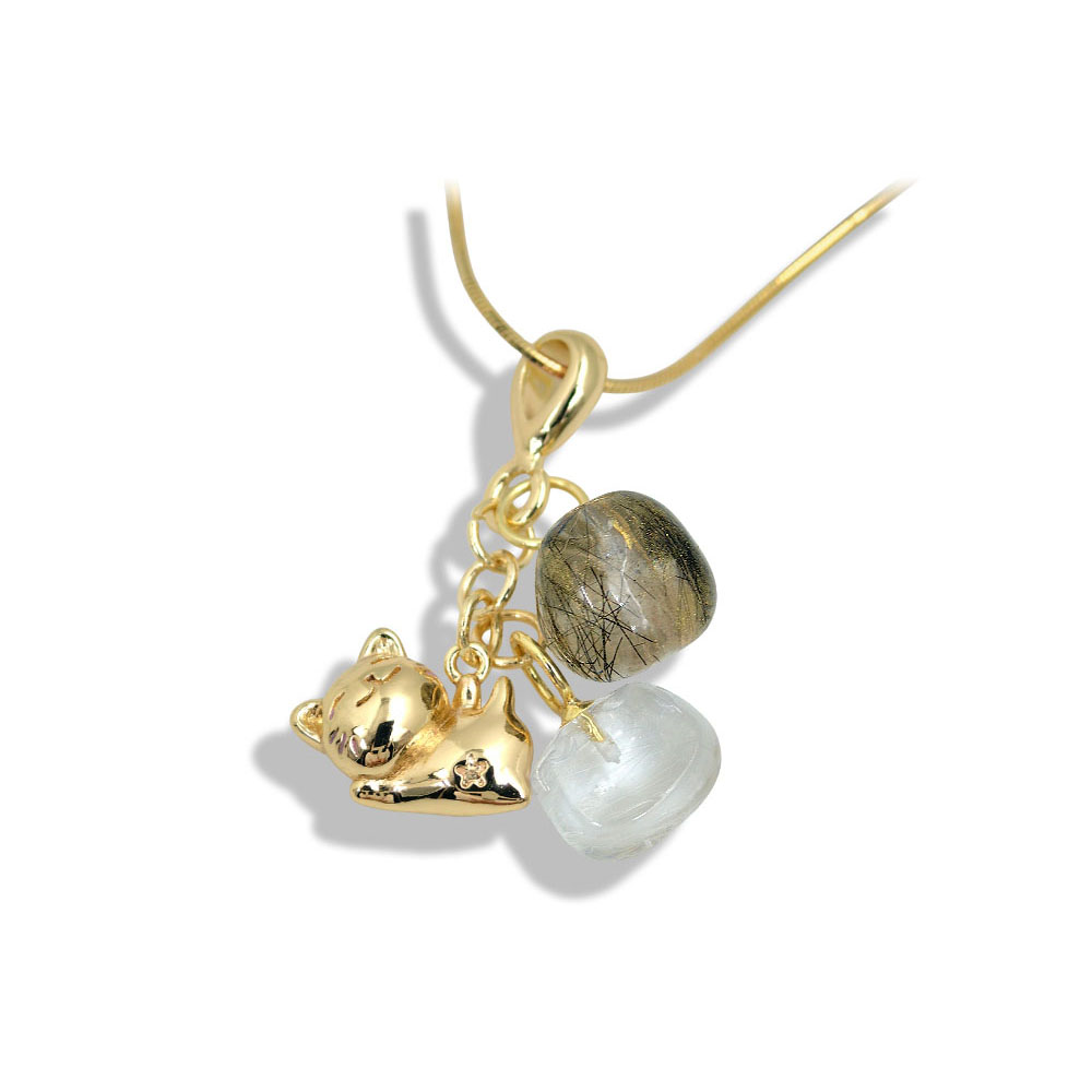 Crystal Heart & Cat Charm Necklace - Image 2