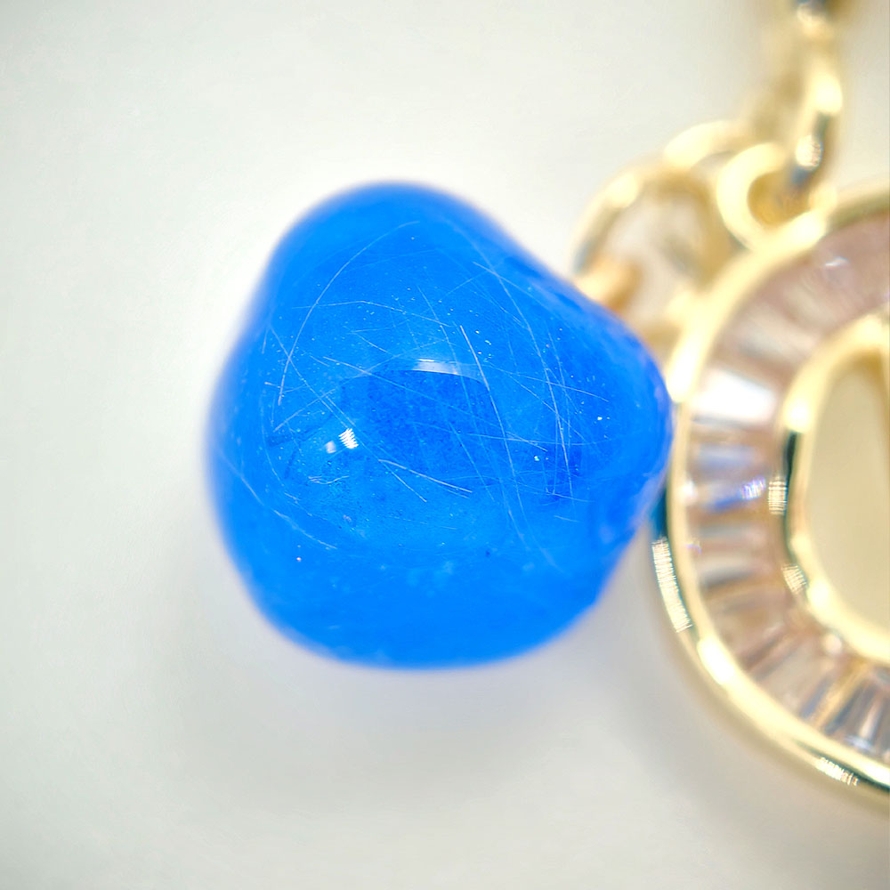 Blue Heart Crystal Initial Gold Necklace - Image 5