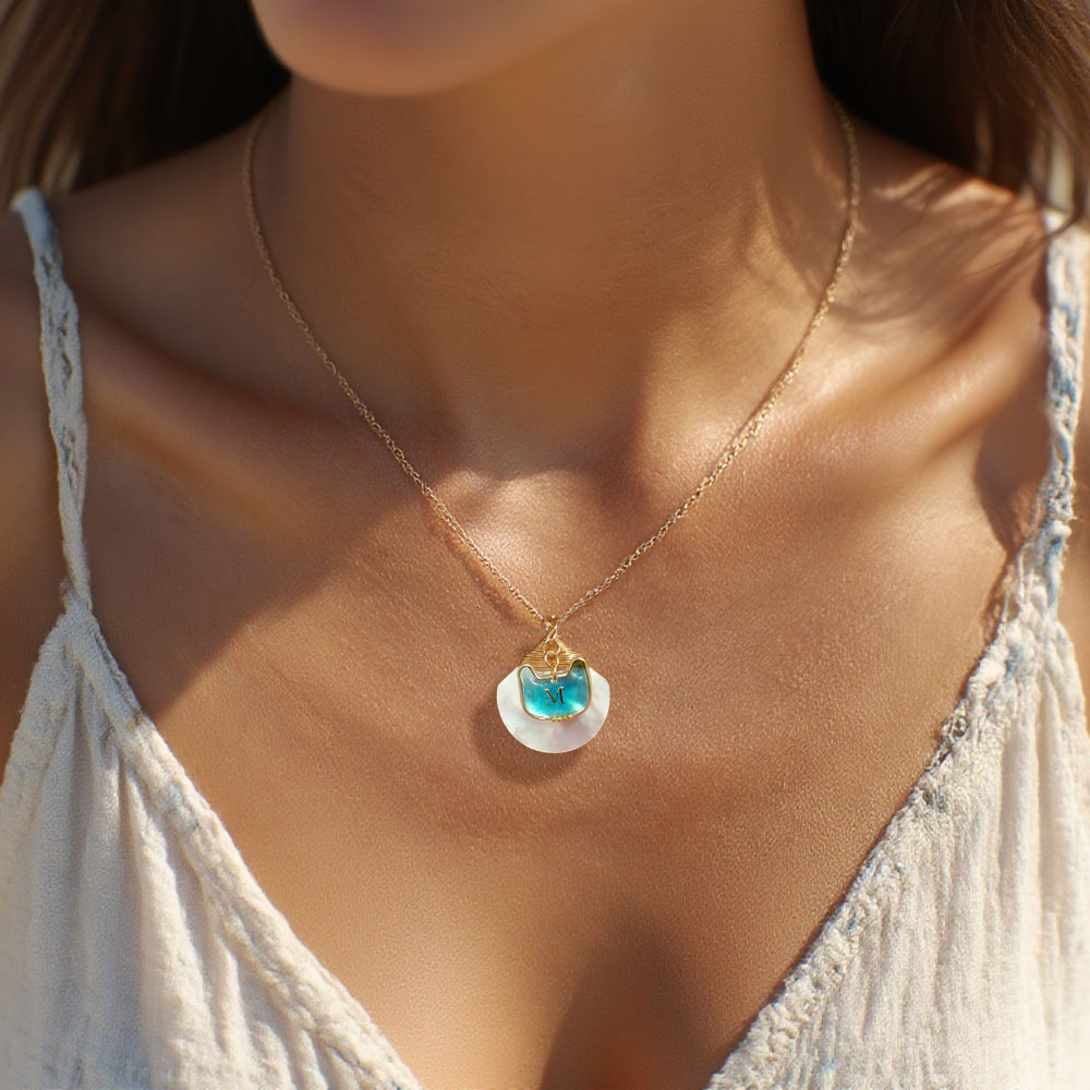 Shell Owl Initial Necklace